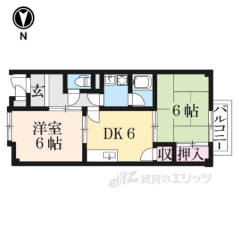 ハイツKⅡ(2DK/2階)の間取り写真