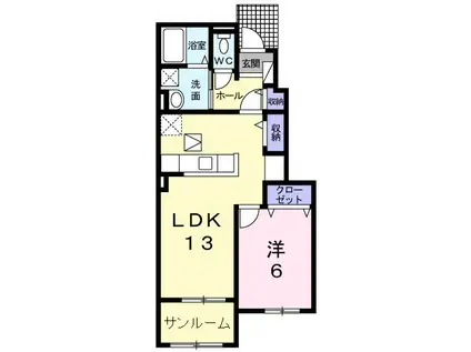カーサフィオーレ(1LDK/1階)の間取り写真