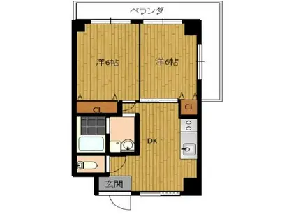 第1アリストマンション(2DK/4階)の間取り写真