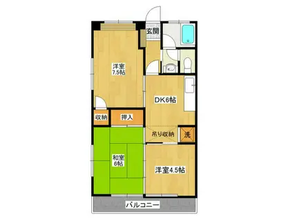 パインヒルズ東府中(3DK/1階)の間取り写真