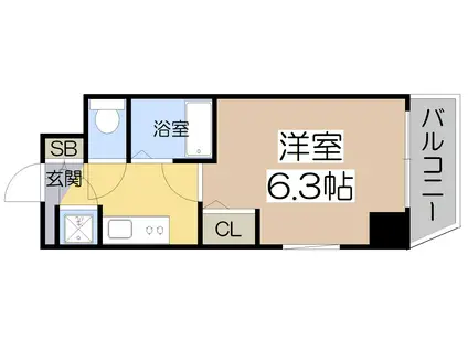 S・Eファースト(1K/6階)の間取り写真
