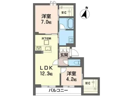 セレスティア(2LDK/1階)の間取り写真