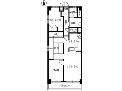 アソシア一社(2LDK/2階)の間取り写真