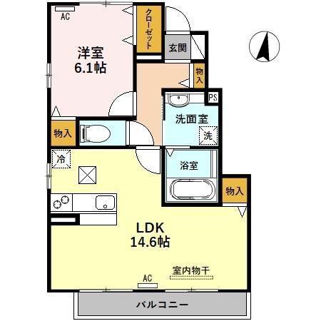 セジュールウィット松ノ木(1LDK/1階)の間取り写真