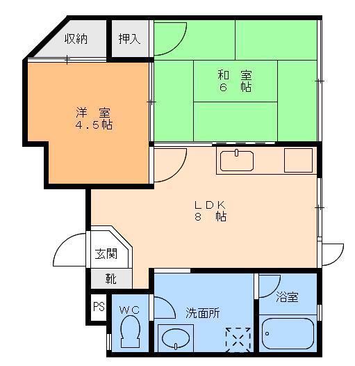 ウメヤマンション(2LDK/3階)の間取り写真