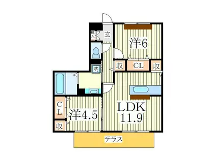 クレイドル(2LDK/3階)の間取り写真