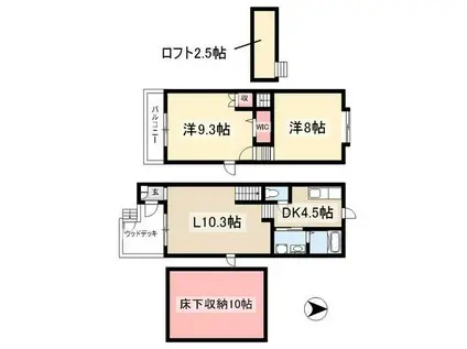 EXCEIIIA棟(2LDK/1階)の間取り写真