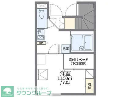 レオパレスフラッツイン(1K/1階)の間取り写真