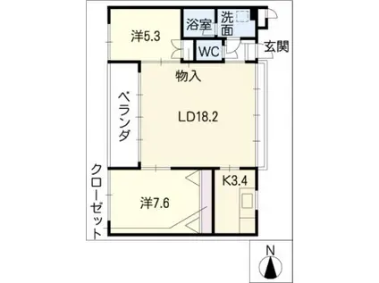 FLATS(2LDK/4階)の間取り写真