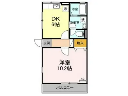 ドエルカルミア(1DK/1階)の間取り写真