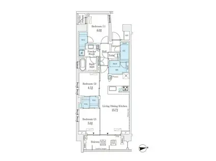 ライトテラス世田谷砧(3SLDK/2階)の間取り写真