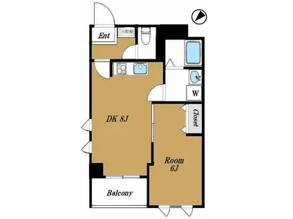 パルロイヤルアレフ赤坂(1DK/3階)の間取り写真