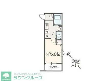 MELDIA大袋(1K/3階)の間取り写真