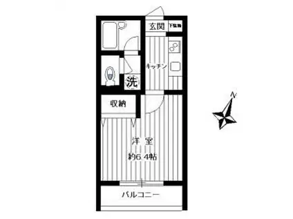 ソレーユクレスト田園調布(1K/3階)の間取り写真