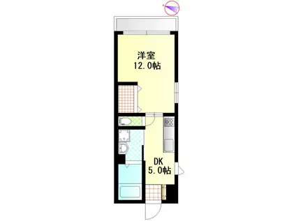 清水ビル(1DK/3階)の間取り写真