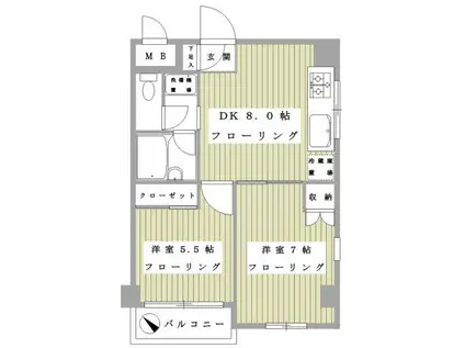 ディモーラあざみ野(2DK/3階)の間取り写真