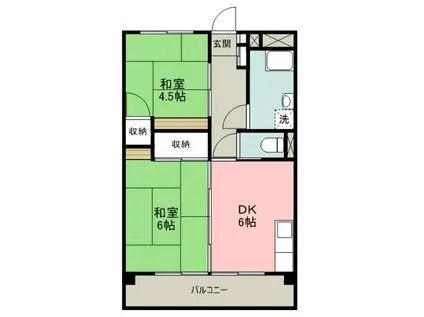 ビレッジハウス向台タワー(2DK/6階)の間取り写真