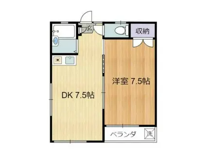 マイルーム多摩(1DK/2階)の間取り写真