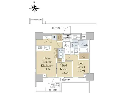 ルピアコート本川越ステーションビュー(2LDK/2階)の間取り写真
