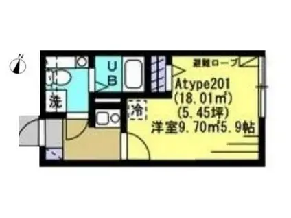 SINCREASE西新宿(1K/2階)の間取り写真