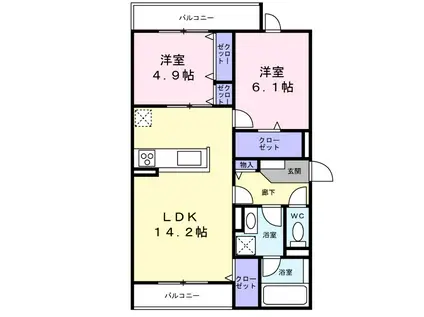 D-RESIDENCE西野A棟(2LDK/2階)の間取り写真