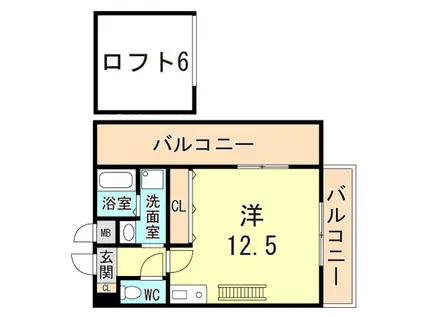 ロイヤルアーク(ワンルーム/5階)の間取り写真