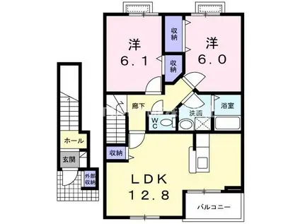 リバティー・ハーモ A棟(2LDK/2階)の間取り写真