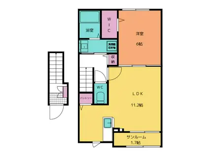 LUMIERE一ツ家 III(1LDK/2階)の間取り写真