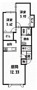 ATEENA11.21 A・B(2LDK/1階)の間取り写真