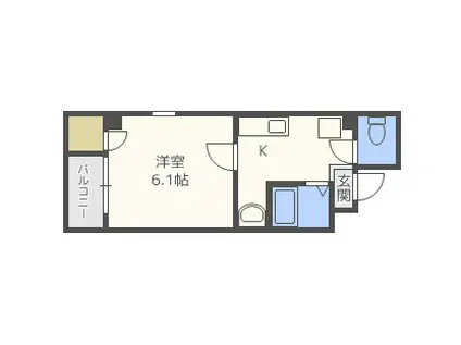 オーキッドコート北堀江(1K/9階)の間取り写真