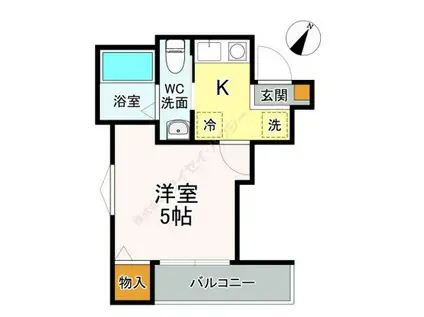 ルミナ境之谷(1K/3階)の間取り写真