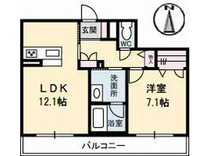 BEREO蔵本元町(1LDK/2階)の間取り写真