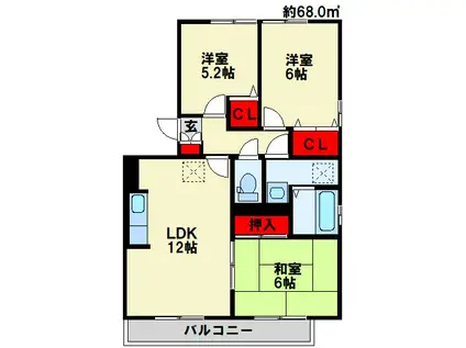 シャルマン・ドミール(3LDK/3階)の間取り写真