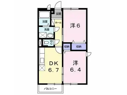 アーバンコート南行橋C棟(2DK/1階)の間取り写真