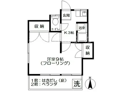 パークハイム増喜5(1K/1階)の間取り写真