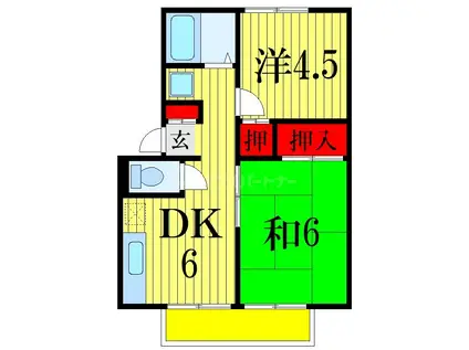 エステートピア岡野(2DK/1階)の間取り写真