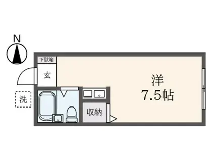 アスペンハイム(ワンルーム/1階)の間取り写真