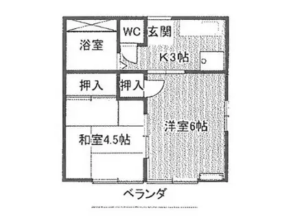 シャトレ城南 B棟(2K/1階)の間取り写真