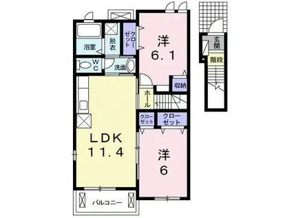 リバーサイド川島B(2LDK/2階)の間取り写真