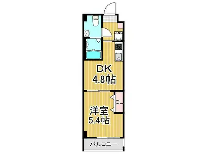 アーバハイツ六町環七北通(1DK/2階)の間取り写真