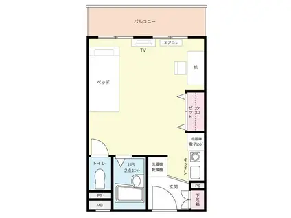 カルムイン緑地公園(ワンルーム/2階)の間取り写真