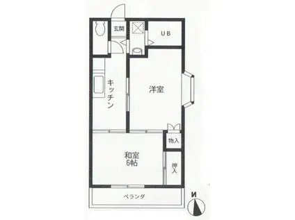 ジョイフルK(2K/4階)の間取り写真