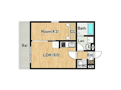 ジーメゾン柏西原(1LDK/1階)の間取り写真