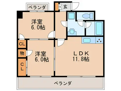 メゾンラフィネ(2LDK/7階)の間取り写真