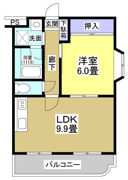 エクセル・パル(1LDK/2階)の間取り写真