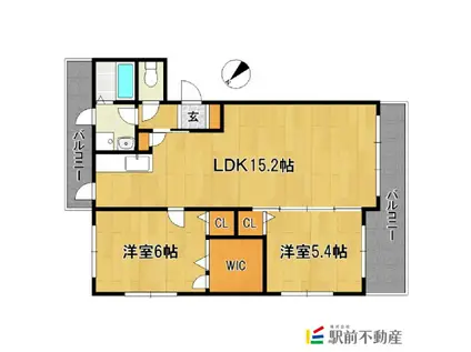 グランドールB(2LDK/1階)の間取り写真