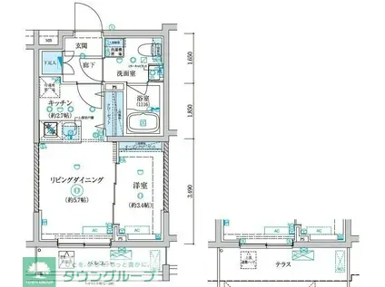 ベルシード王子神谷(1LDK/3階)の間取り写真
