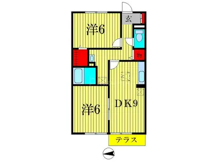 ヴィラージュ南流山(2DK/2階)の間取り写真
