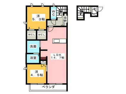 ロジュマンY`S(2LDK/2階)の間取り写真