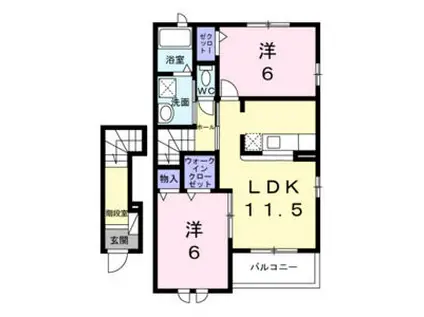 アンソレイユもみじ山(2LDK/2階)の間取り写真